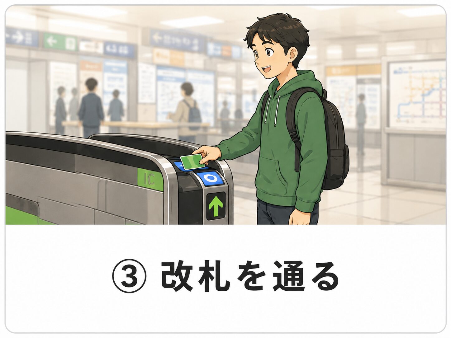 改札を通る