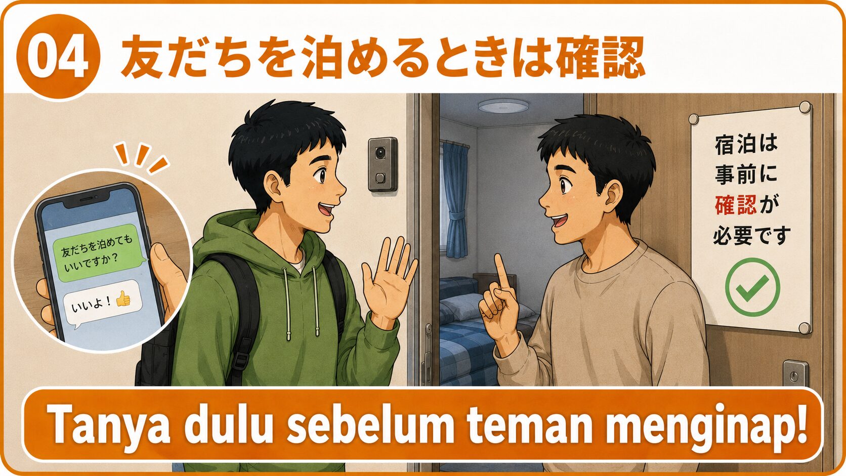 友だちを泊めるときは確認｜Tanya dulu sebelum teman menginap