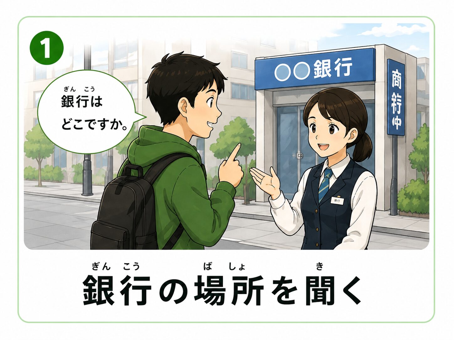 銀行の場所を聞く