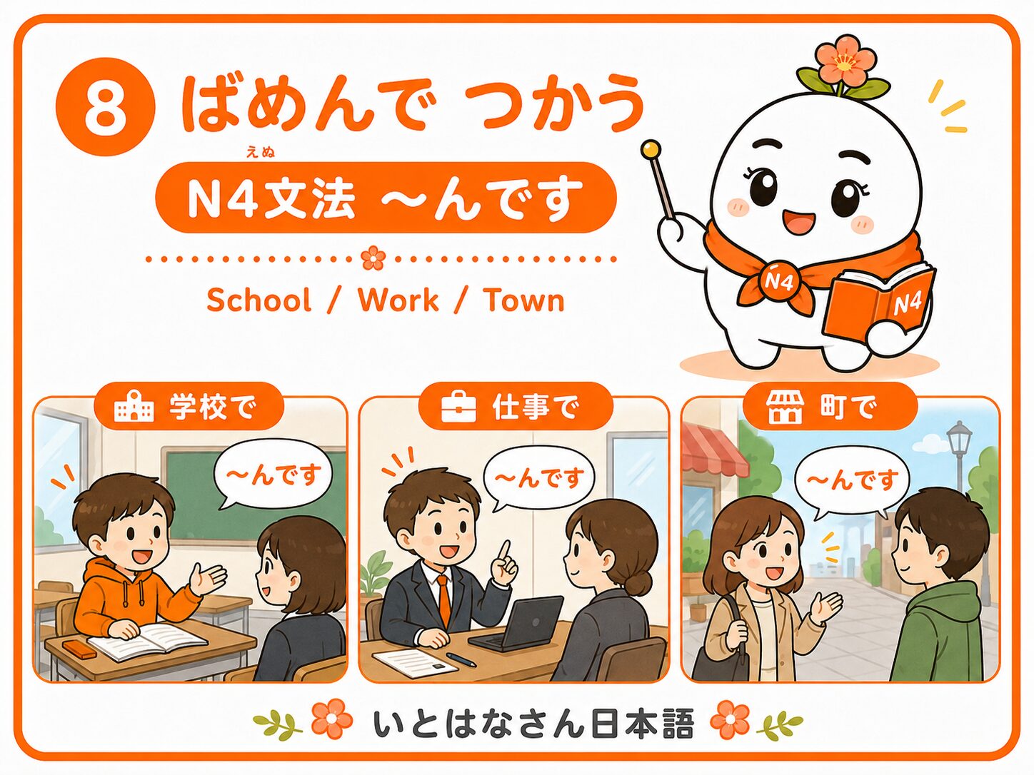 学校 仕事 町で使う 〜んです