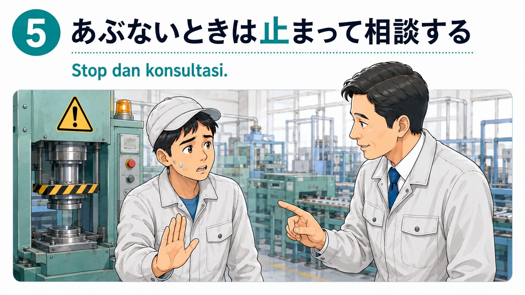 あぶないときは止まって相談する｜Stop dan konsultasi