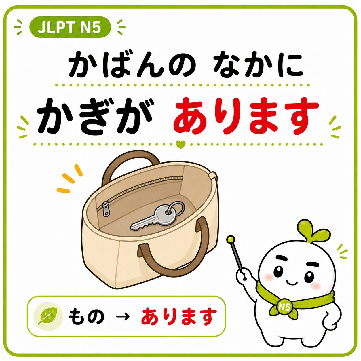 かばんの なかに かぎが あります
