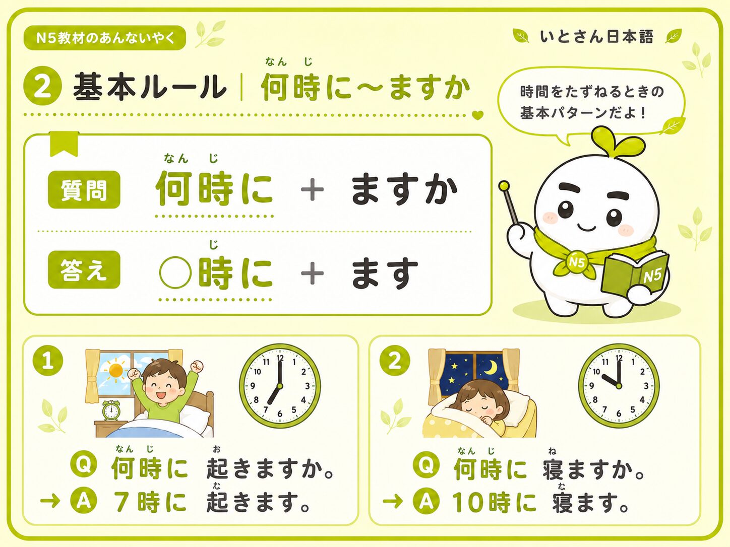 基本ルール 何時に〜ますか