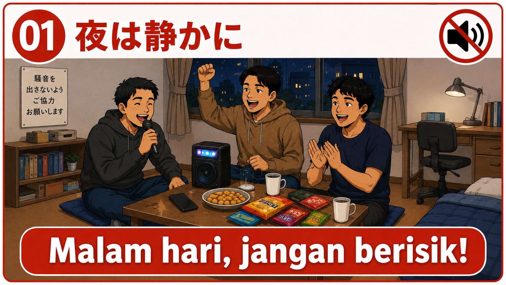 夜は静かに｜Malam hari, jangan berisik
