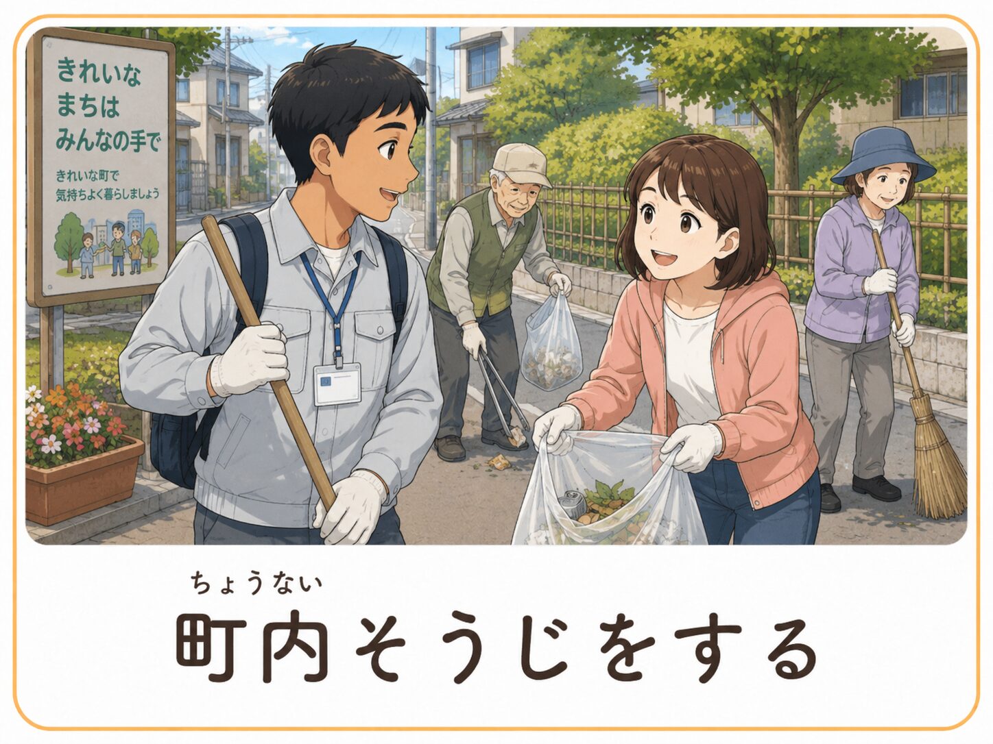 町内そうじをする