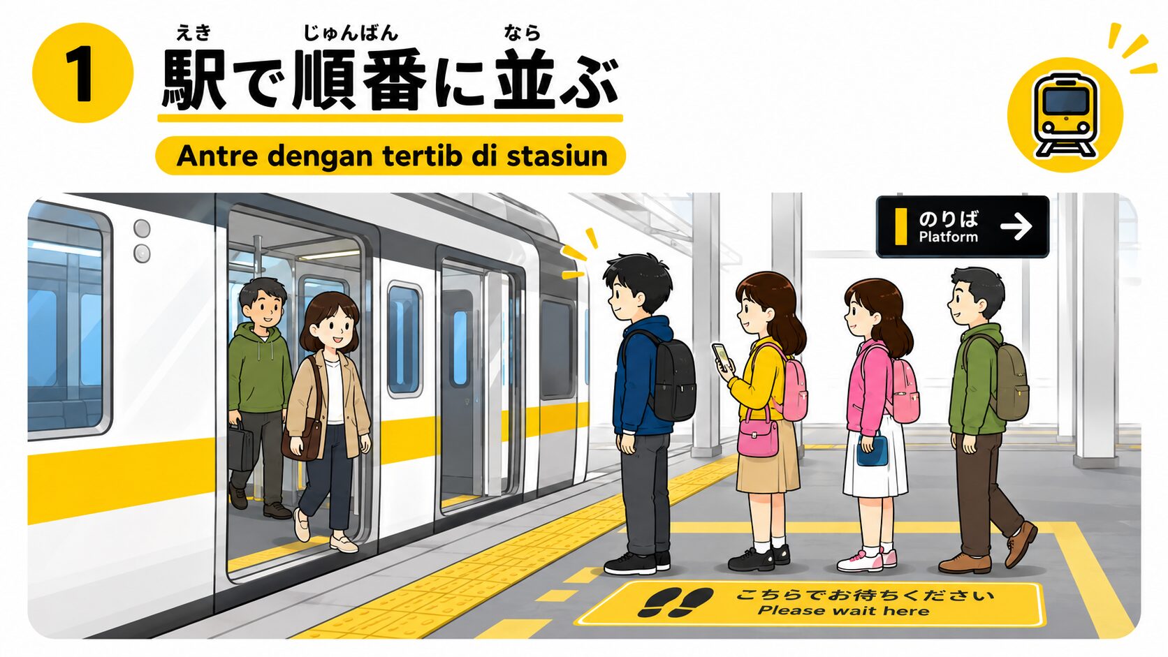 駅で順番に並ぶ
