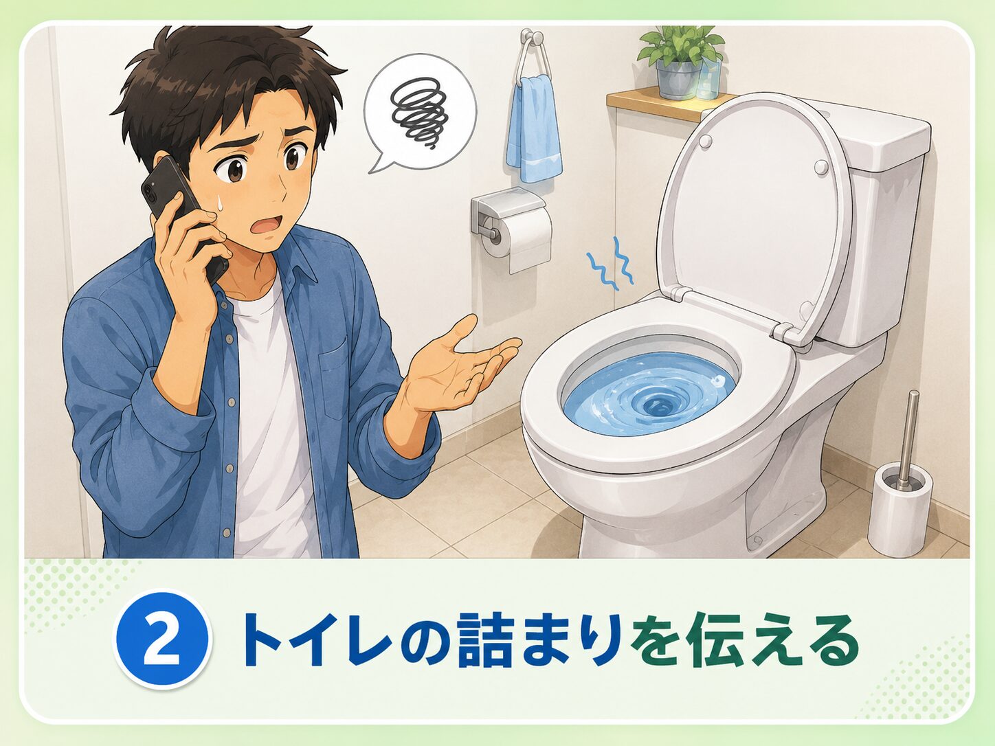 トイレの詰まりを伝える