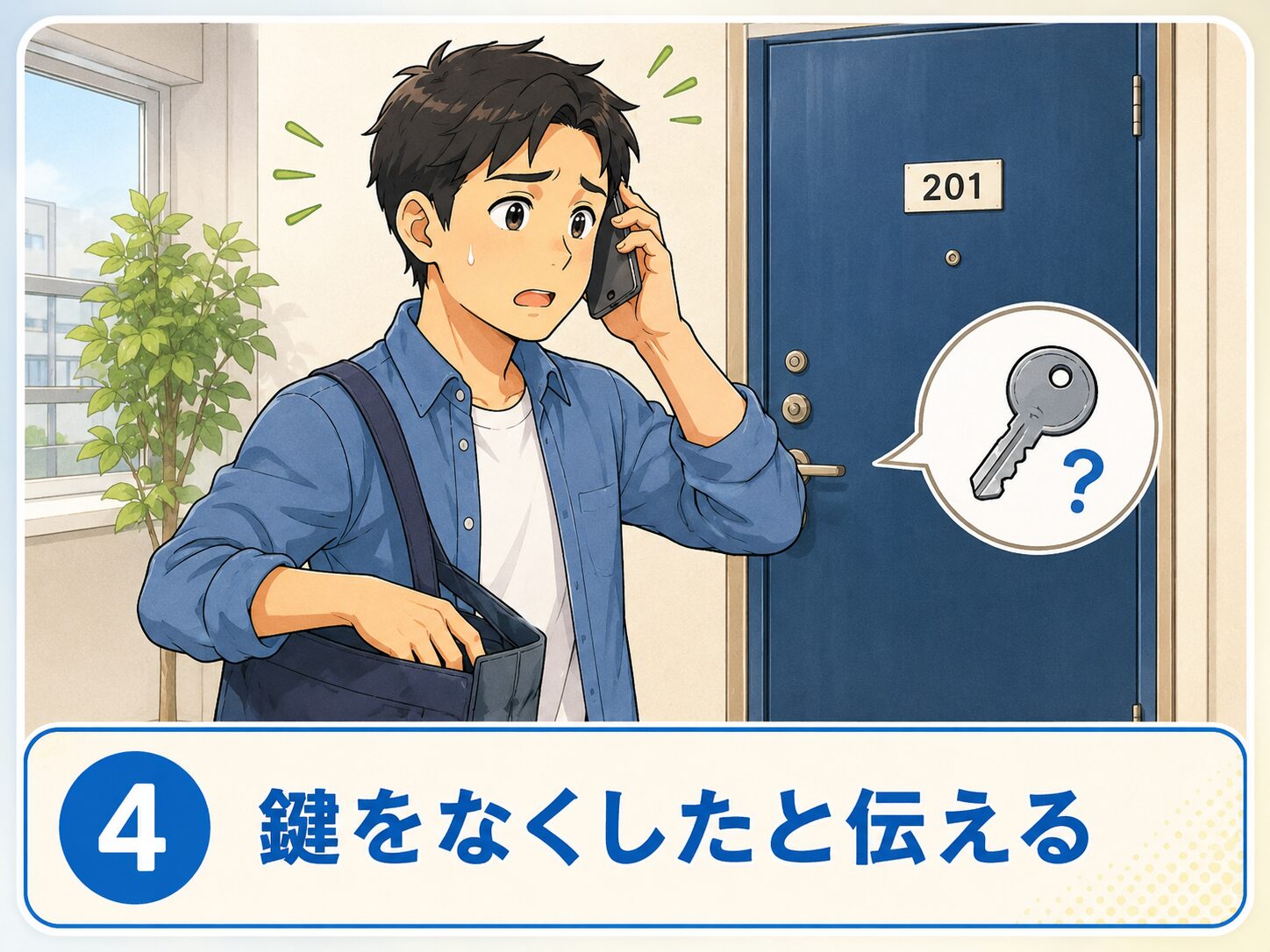 鍵をなくしたと伝える