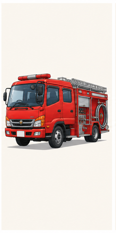 12 消防車のイラスト