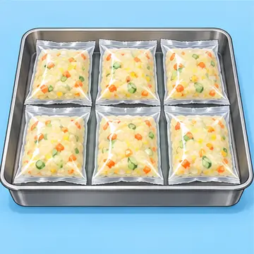 容器を並べて数を確認する作業