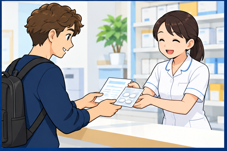 診察後に薬の説明を受ける