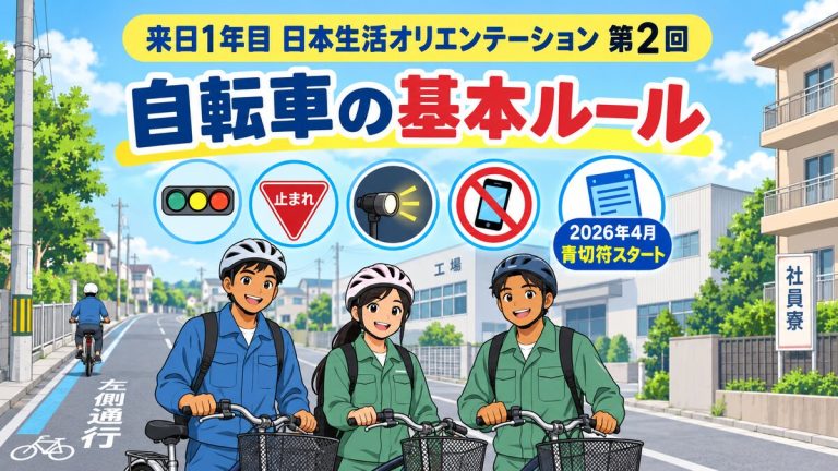 日本で自転車に乗る基本ルールと2026年4月の青切符を学ぶ外国人向けオリエンテーション