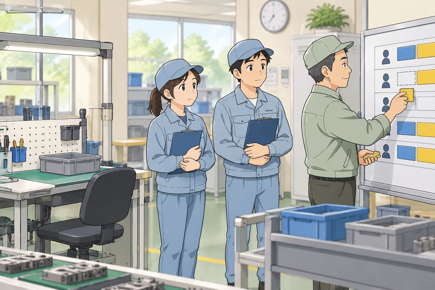 連絡がないと会社で困ることを示す教材イラスト