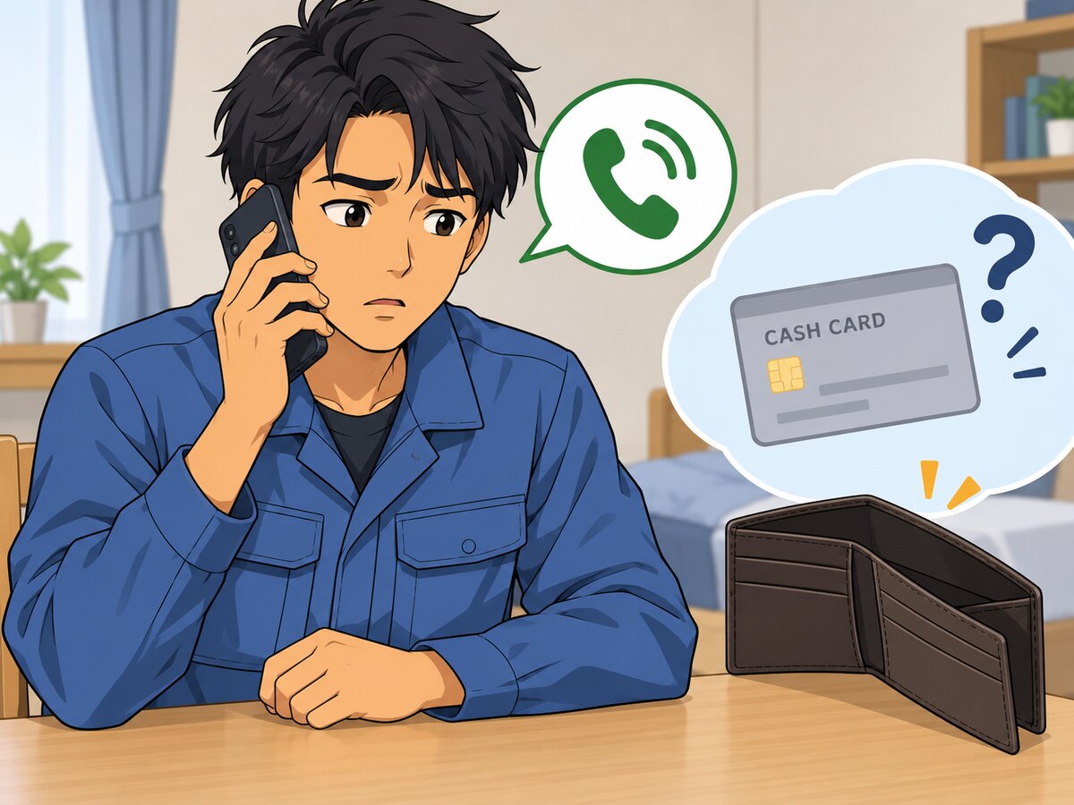 キャッシュカード紛失時の連絡教材イラスト