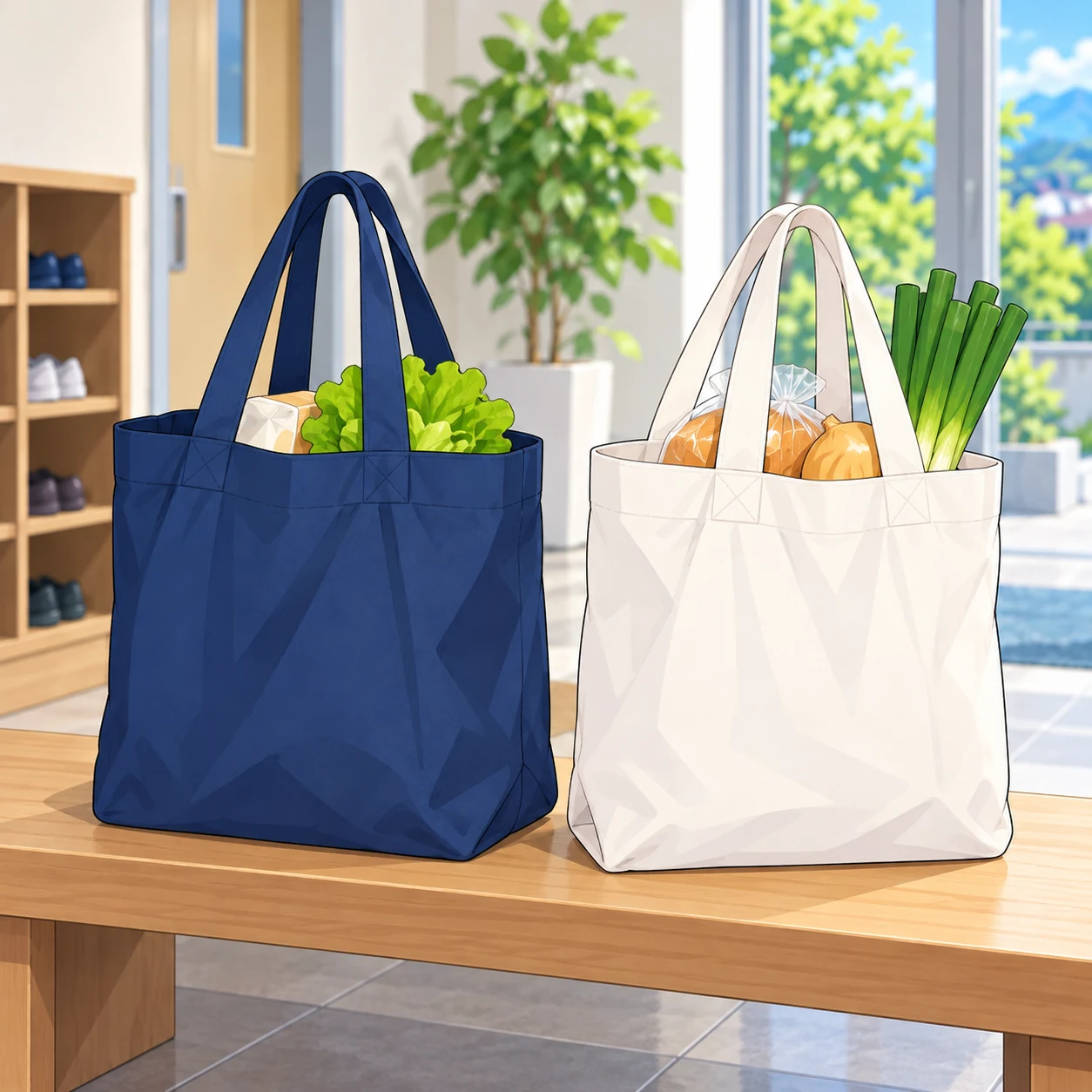 青と白の二つの袋