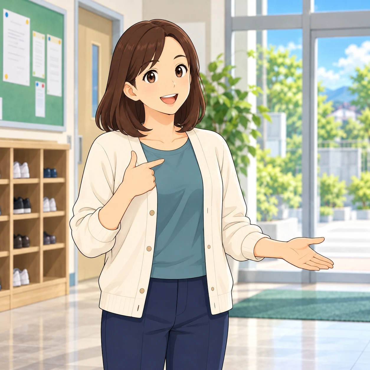 女性が自分を指しています